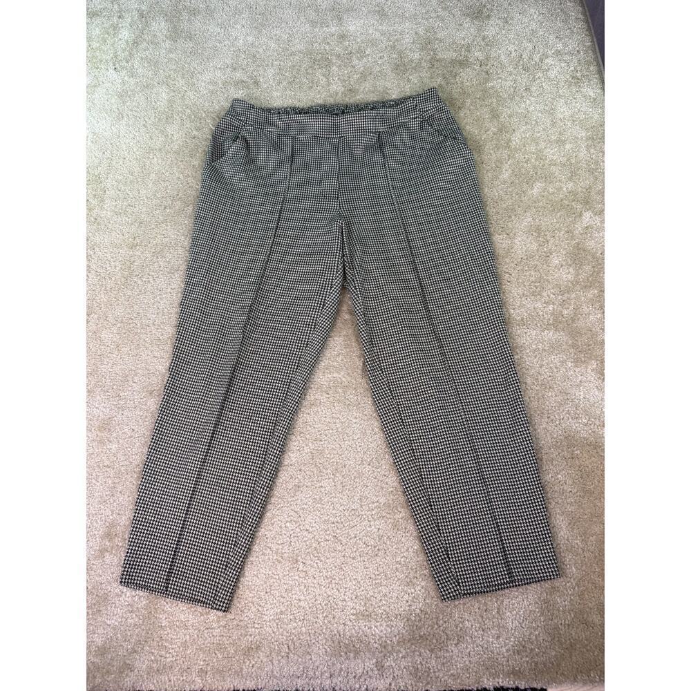 Nine West Relaxed Crop Pull On Stretch Pants Women's L Houndstooth C304